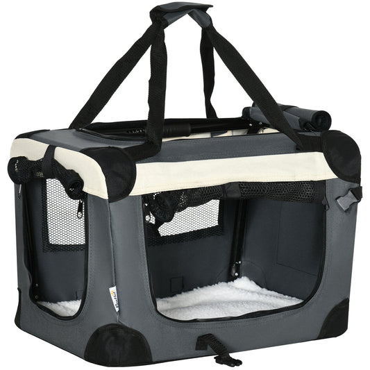 Foldable Pet Carrier Portable Dog Cage Cat Travel Bag Aosom UK Default Title