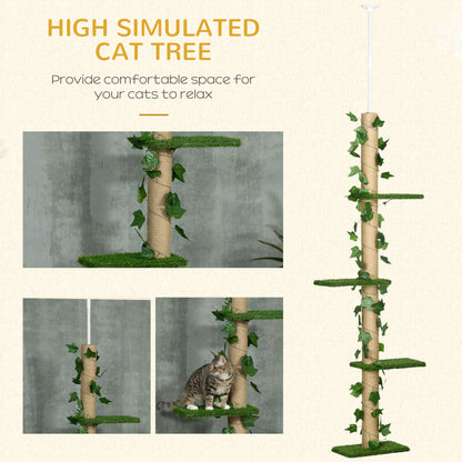 Floor To Ceiling Cat Tree Adjustable Kitten Tower Anti Slip