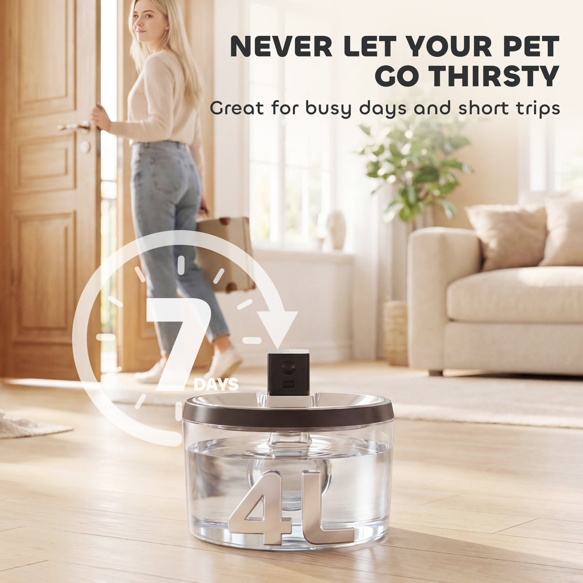 PawHut Wireless Stainless Steel Cat Water Fountain – 4L Cordless Pet Drinking Fountain Wireless Cat Water Fountain PawHut