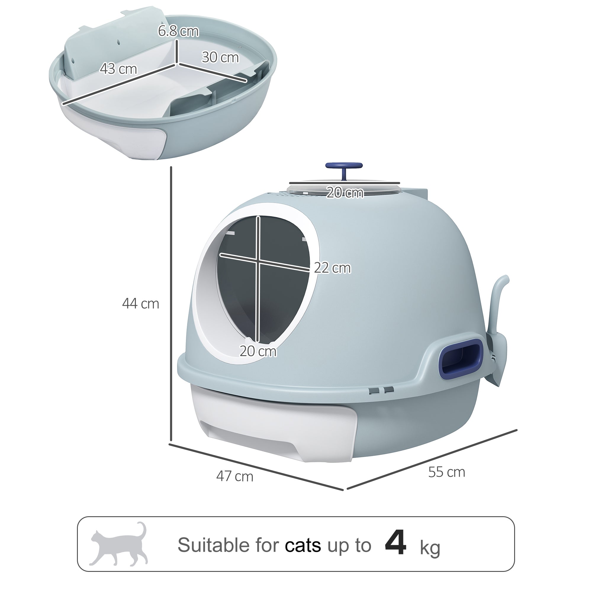 Cat Litter Box With Litter Scoop, Drawer-Type Easy To Clean, Skylight, Light And Easy To Move