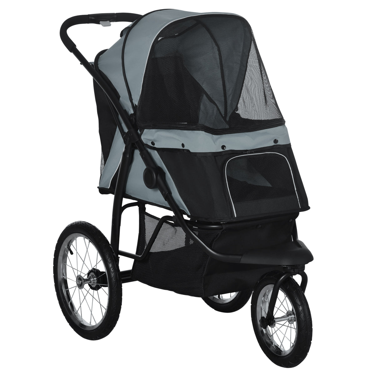 PawHut Foldable Pet stroller, Dog Buggy with Three Wheels, for Small/Medium Dogs, Grey PawHut Default Title