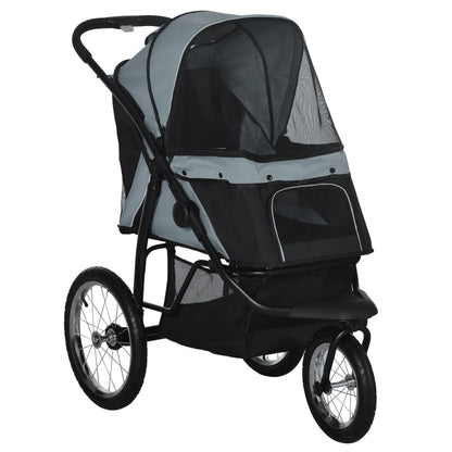 PawHut Foldable Pet stroller, Dog Buggy with Three Wheels, for Small/Medium Dogs, Grey PawHut Default Title
