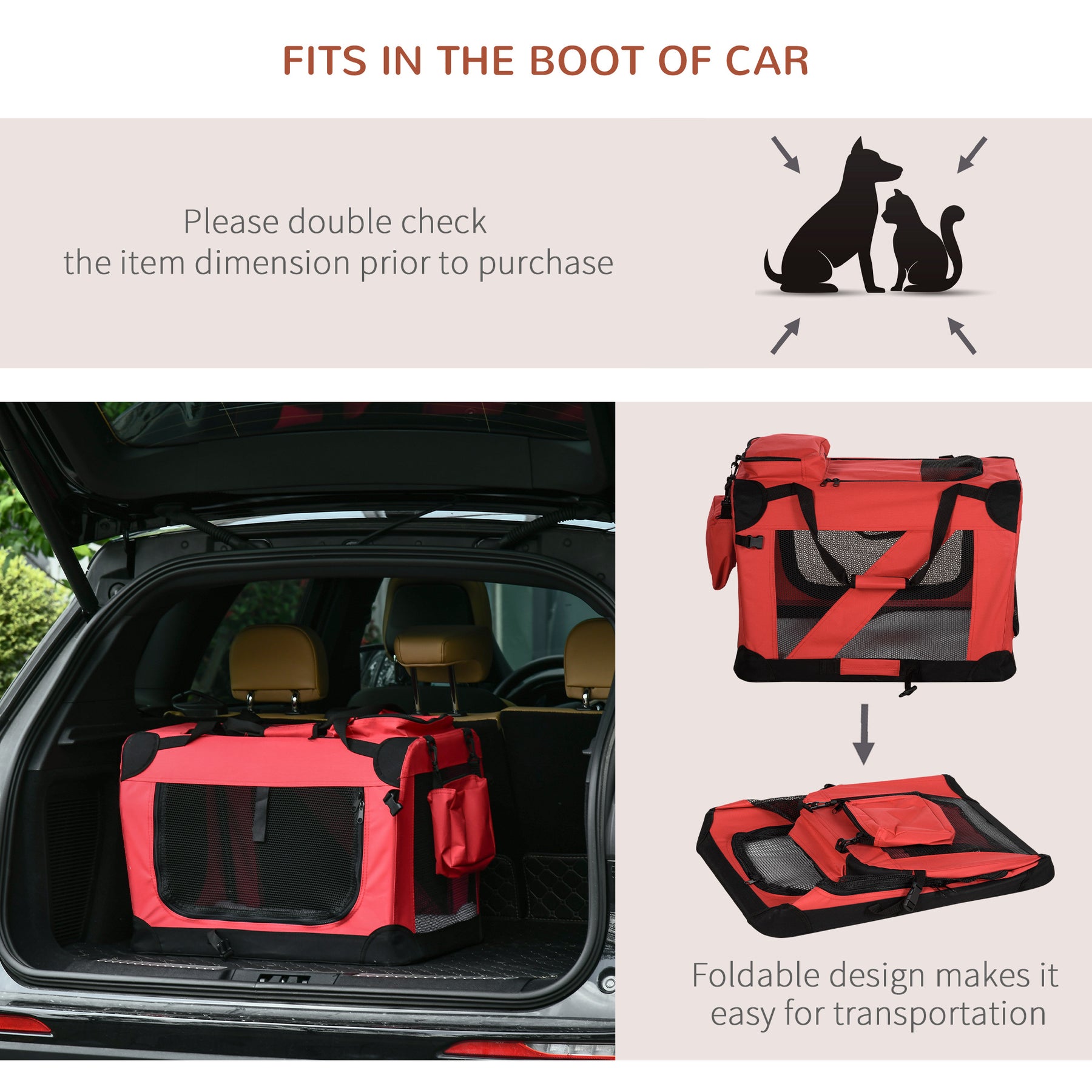 Cat Carrier Backpack Dog Backpack Carrier Foldable Pet Carrier with Breathable Mesh Window & Top Bags for Carrying Treats, Red