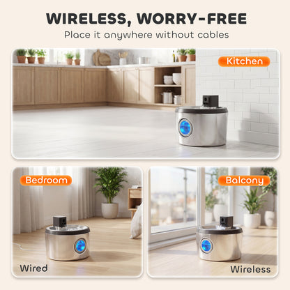 PawHut Wireless Stainless Steel Cat Water Fountain – 4L Cordless Pet Drinking Fountain Wireless Cat Water Fountain PawHut
