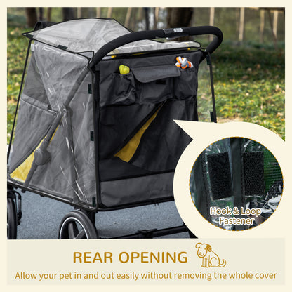 Foldable Pet Stroller With One Click Rain Cover Front Aosom UK
