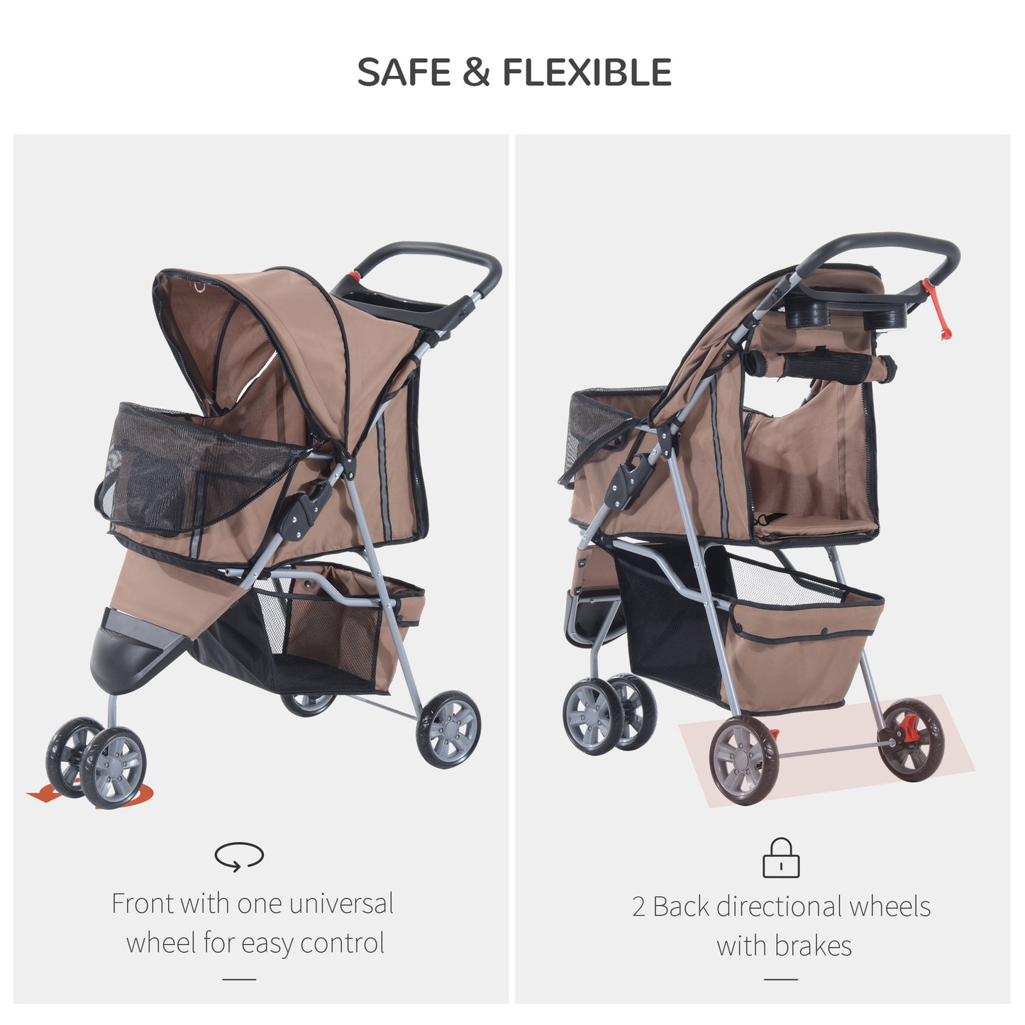 Lightweight Folding Dog Stroller With Cover Cat Aosom UK