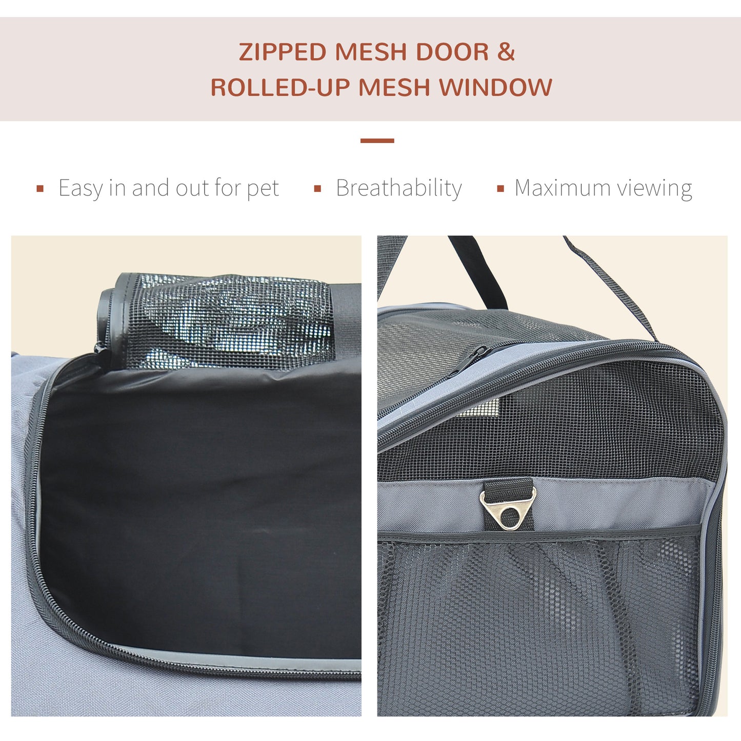 Portable Pet Carrier Cat And Dog Travel Bag With Mesh Aosom UK