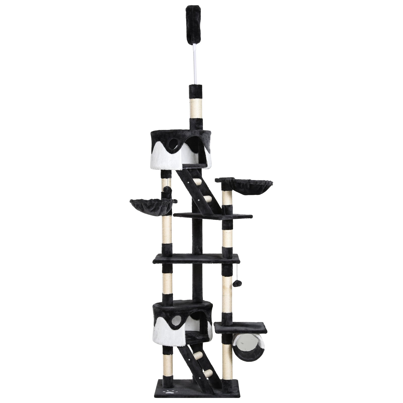 Adjustable Cat Tree Condo, Kitten Playhouse with Scratching Posts, Fun House, Grey & White