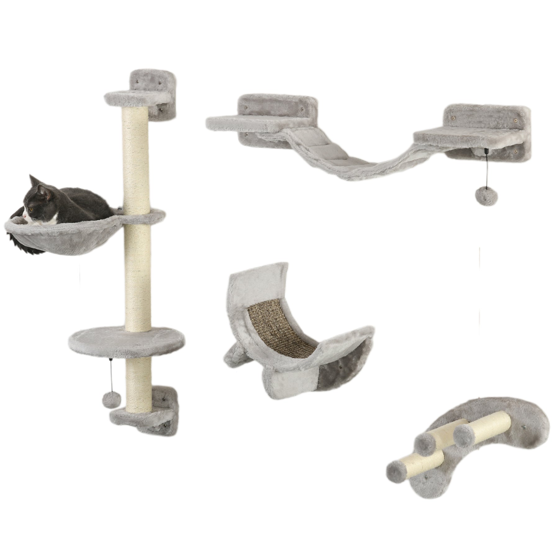 4-Piece Cat Wall Furniture, Grey