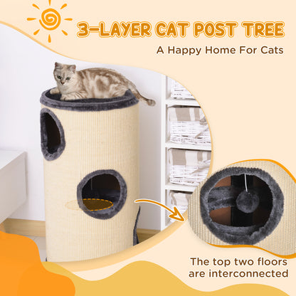 PawHut 70cm Cat Scratching Barrel with Sisal Post, Condo & Bed Cat Scratchers & Scratching Posts PawHut