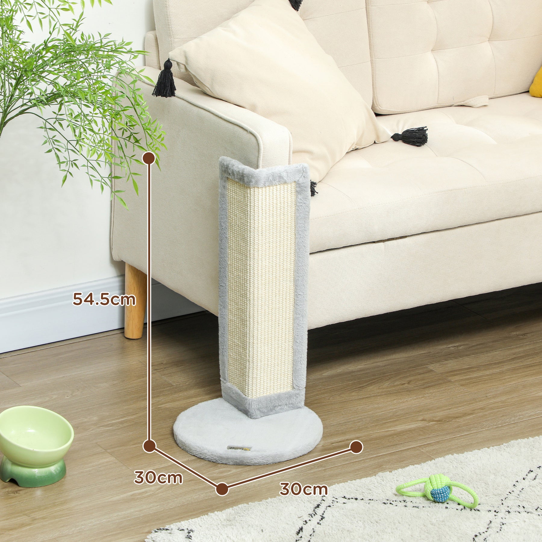 Corner Cat Scratching Post with Sisal Scratching Pad, Grey