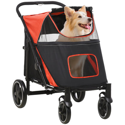 Pet Stroller With Universal Front Wheels Shock Absorber One Aosom UK Default Title