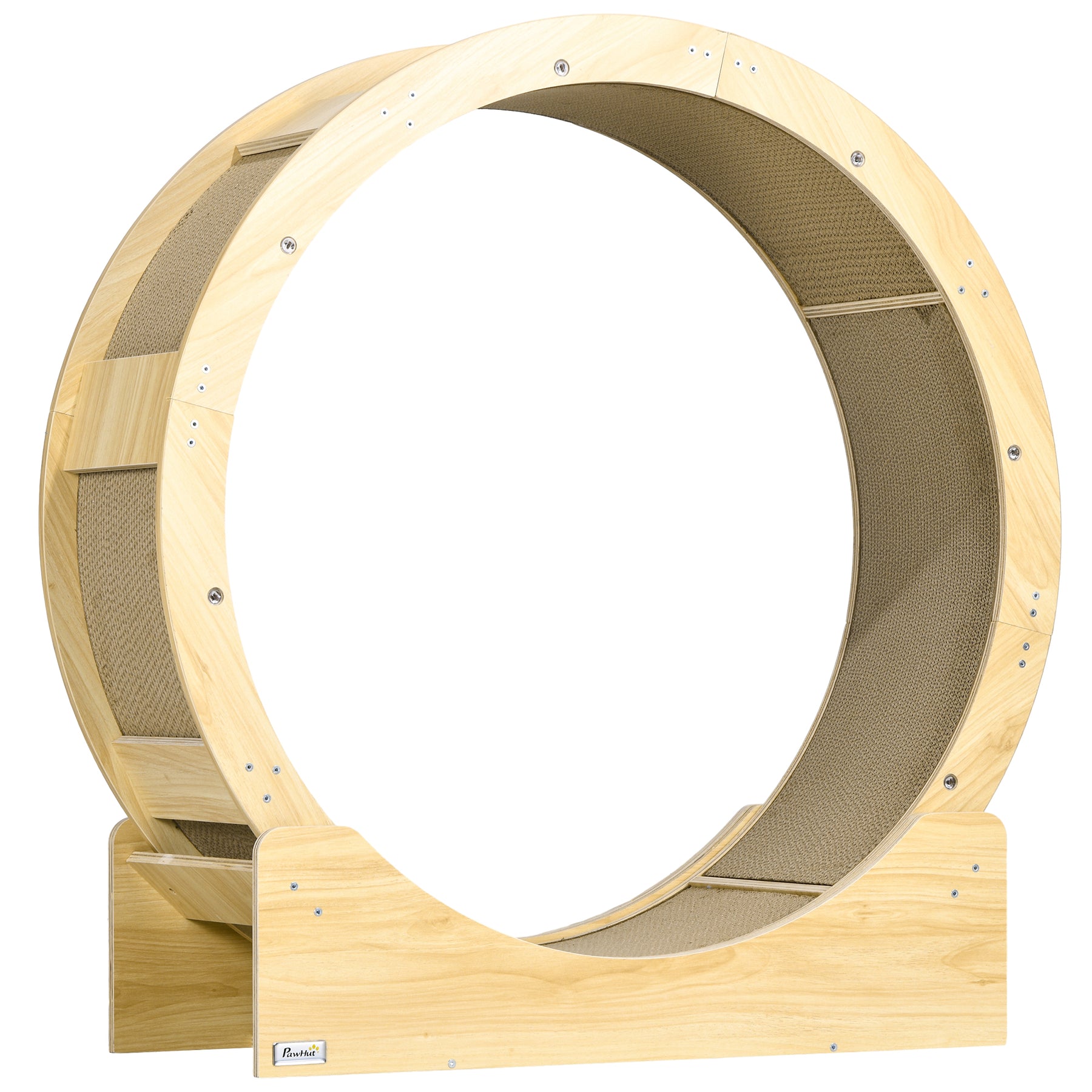 Cat Wheel with Brake, Scratching Pads, Oak