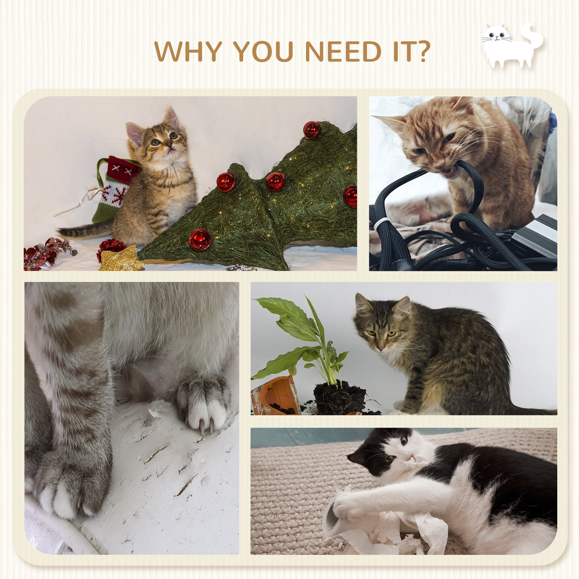 4-Piece Cat Wall Furniture, Grey