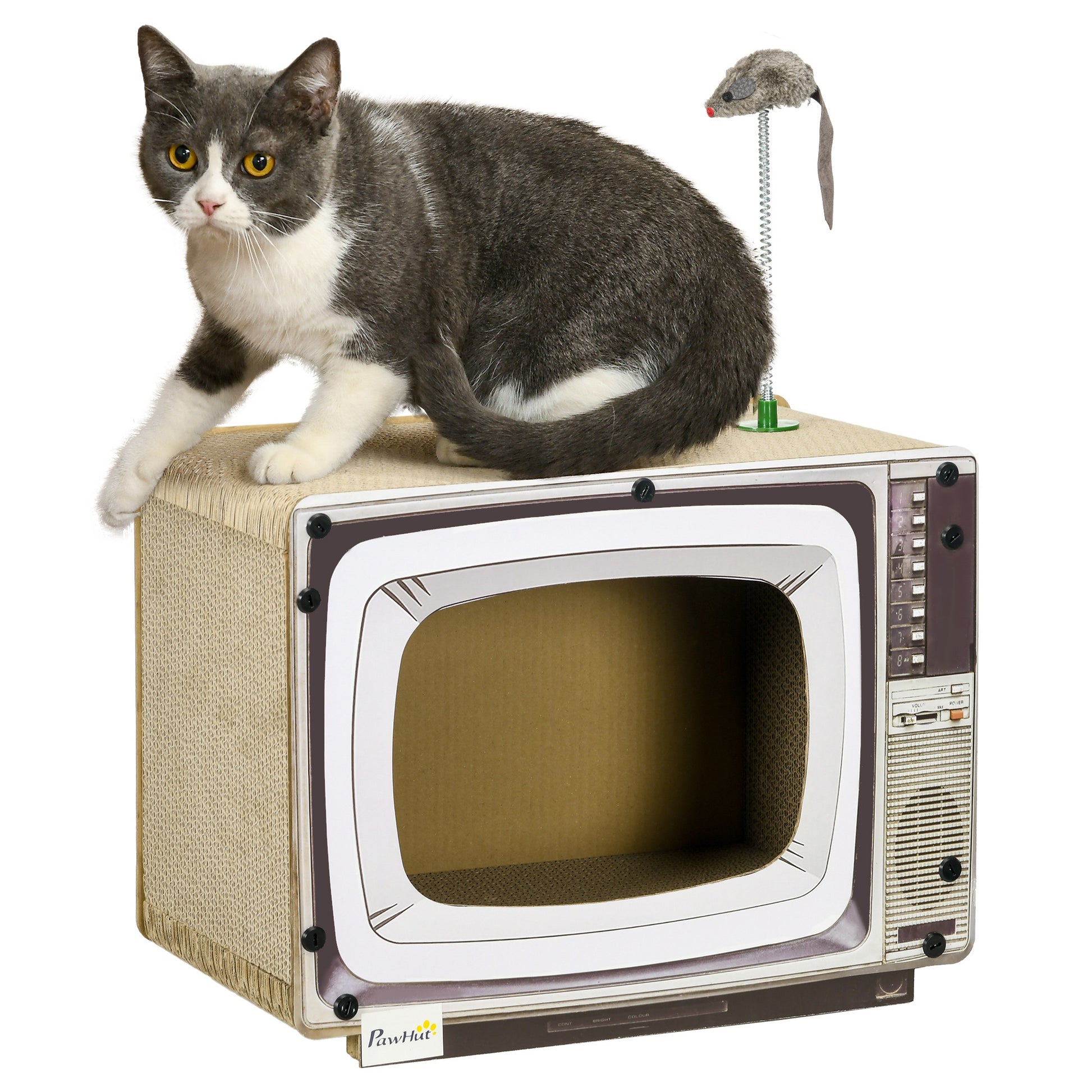Tv Shaped Scratching Board With Scratcher Catnip Toy Rat Aosom UK Default Title