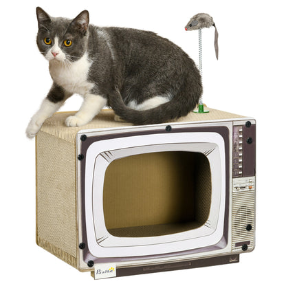 Tv Shaped Scratching Board With Scratcher Catnip Toy Rat Aosom UK Default Title