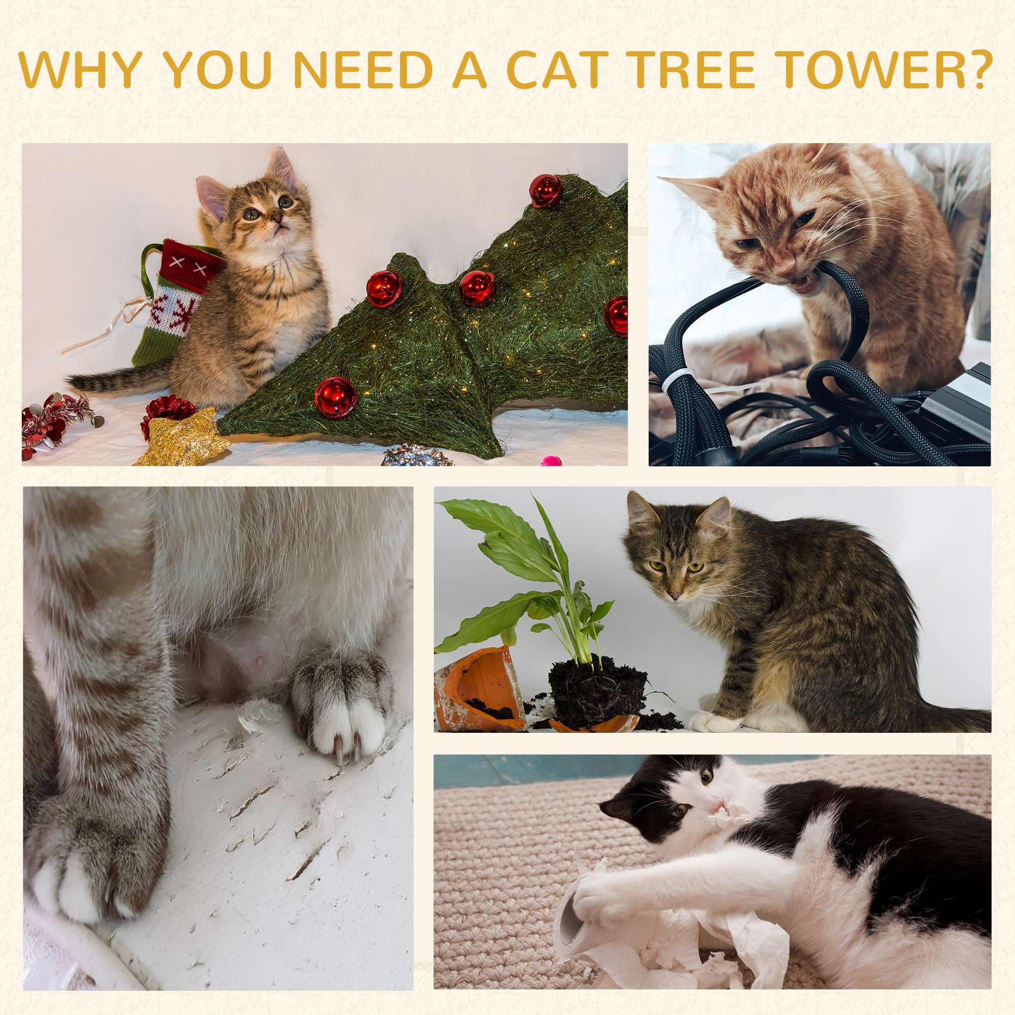 Cat Scratching Barrel Kitten Tree Tower Pet Furniture Climbing Frame Covered with Sisal and Seaweed Rope Cozy Platform Soft Plush