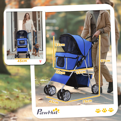 Dog Pushchair For Small Miniature Dogs Cats Foldable Travel Aosom UK