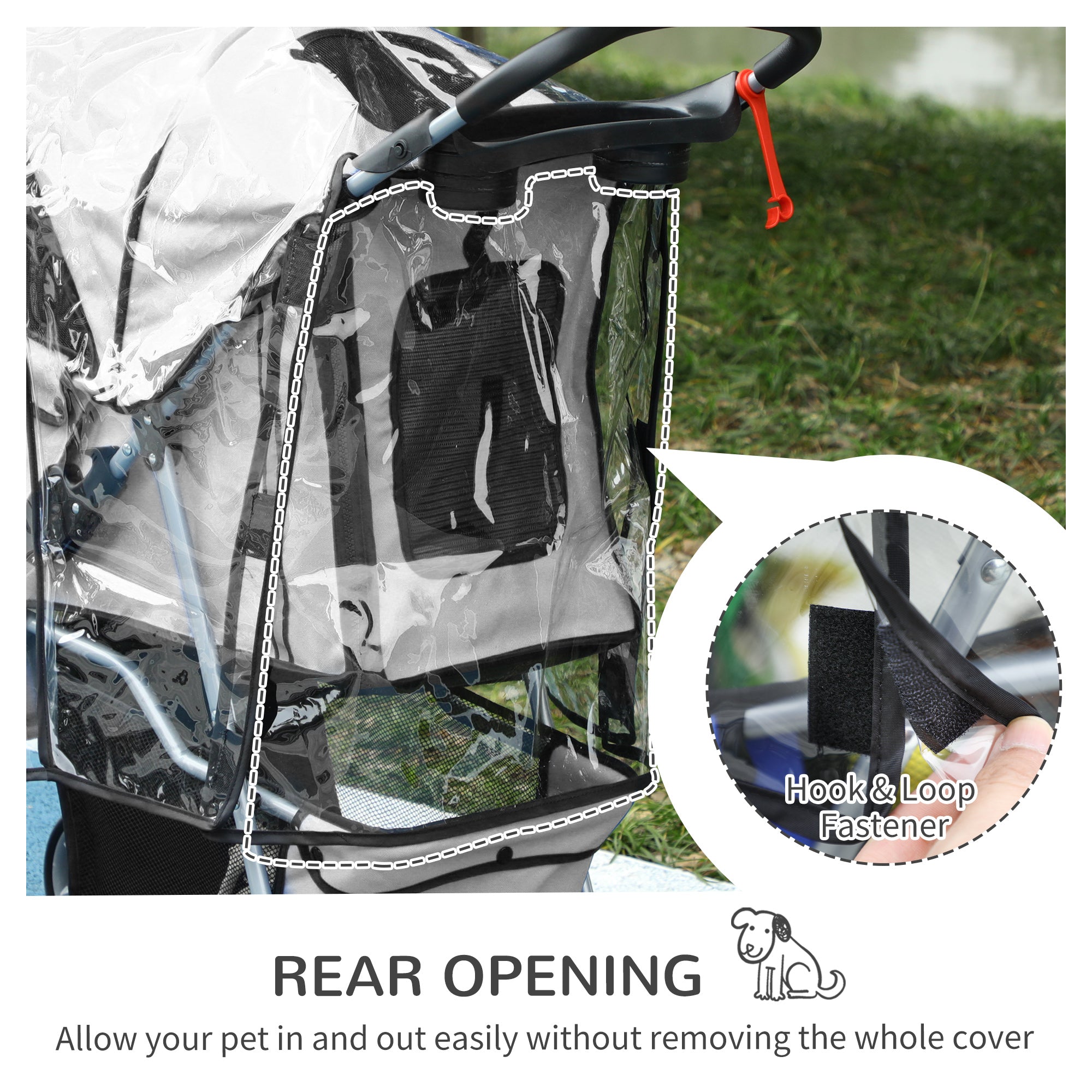 Small Dog Stroller with Cover, Folding Cat Pram Pushchair with Cup Holder, Storage Basket, Reflective Strips, Grey