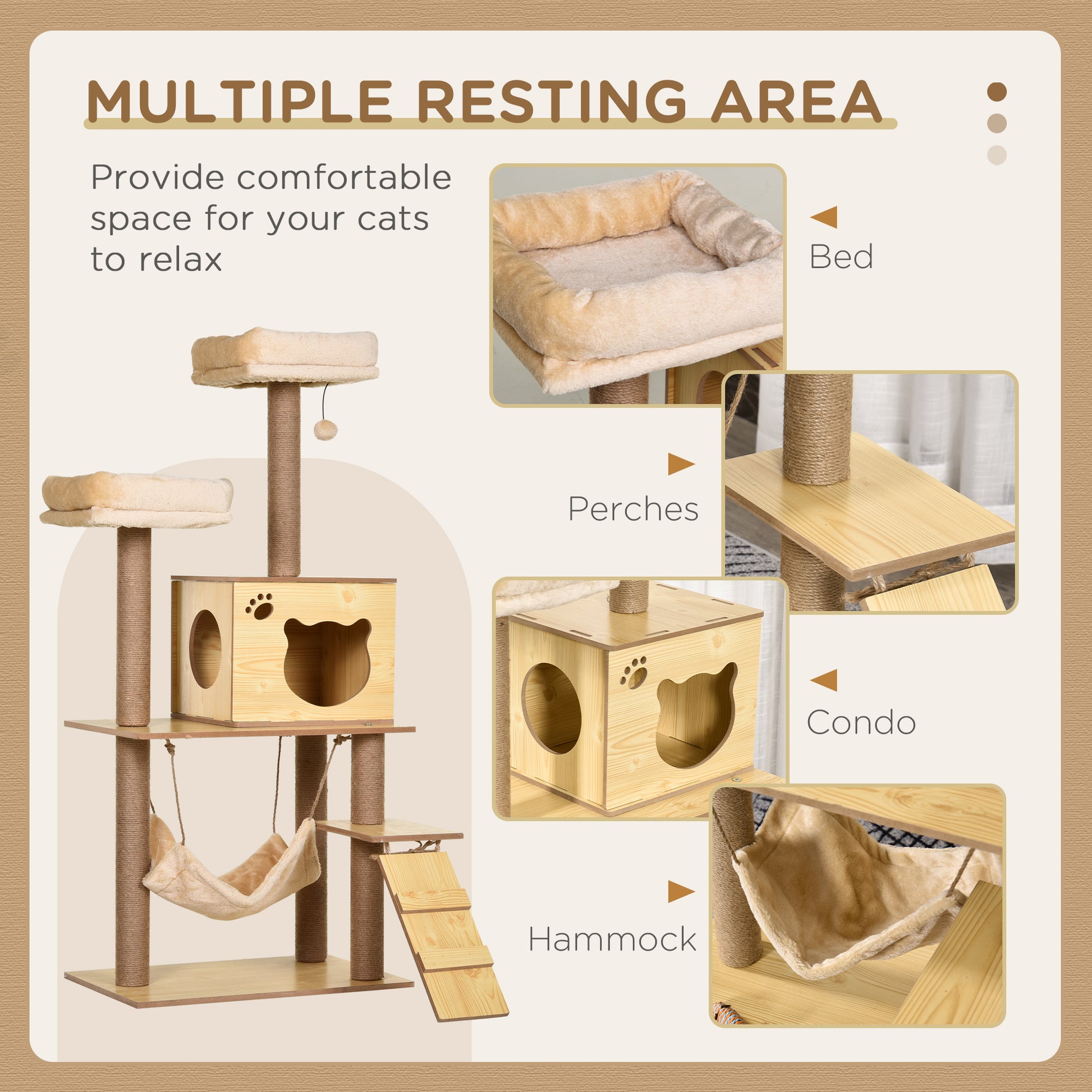 Cat Tree For Indoor Multi Level Plush Climbing Tower Aosom UK