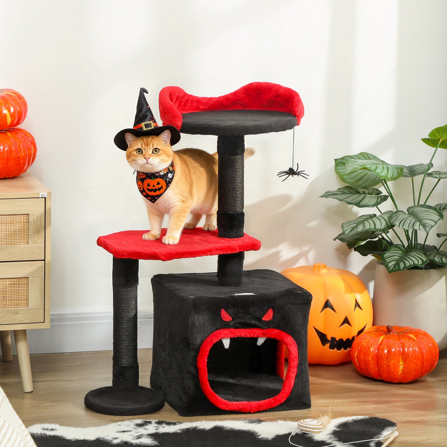 Cat Tree Gothic Tower With Scratching Posts Cute Condo Aosom UK