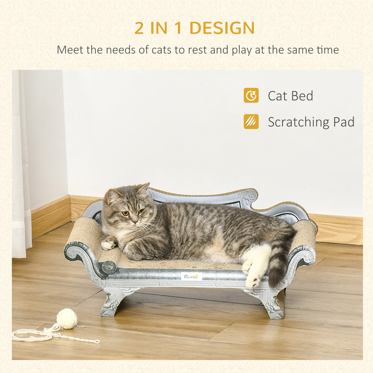 PawHut Cardboard Cat Scratcher Lounge with Catnip | Curved Scratching Board for Indoor Cats Cardboard Cat Scratcher PawHut