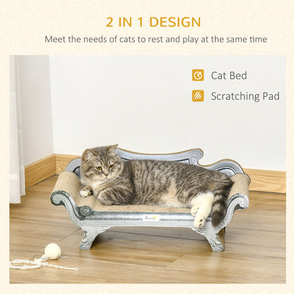 PawHut Cardboard Cat Scratcher Lounge with Catnip | Curved Scratching Board for Indoor Cats Cardboard Cat Scratcher PawHut