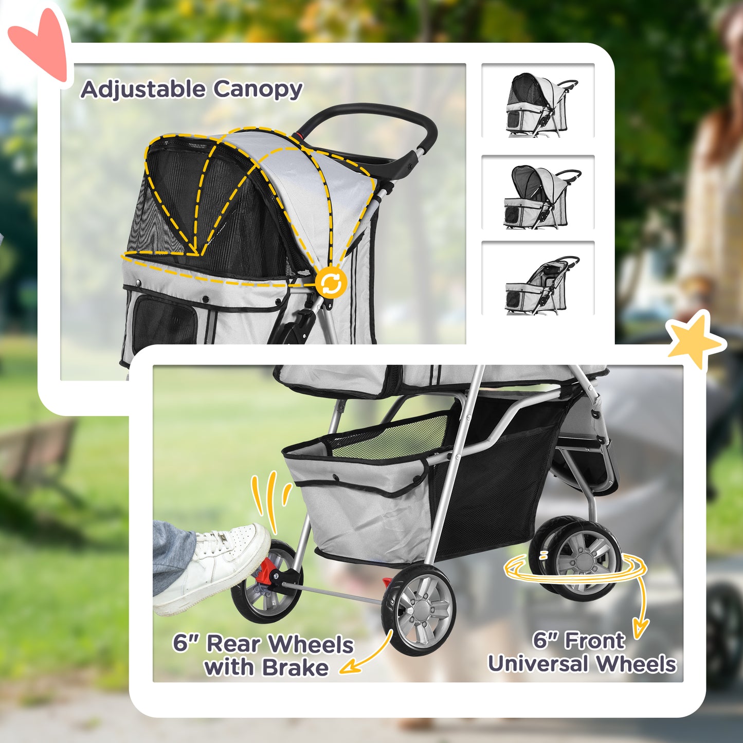 Dog Stroller Pet Travel Cat Pushchair Trolley Puppy Jogger Aosom UK