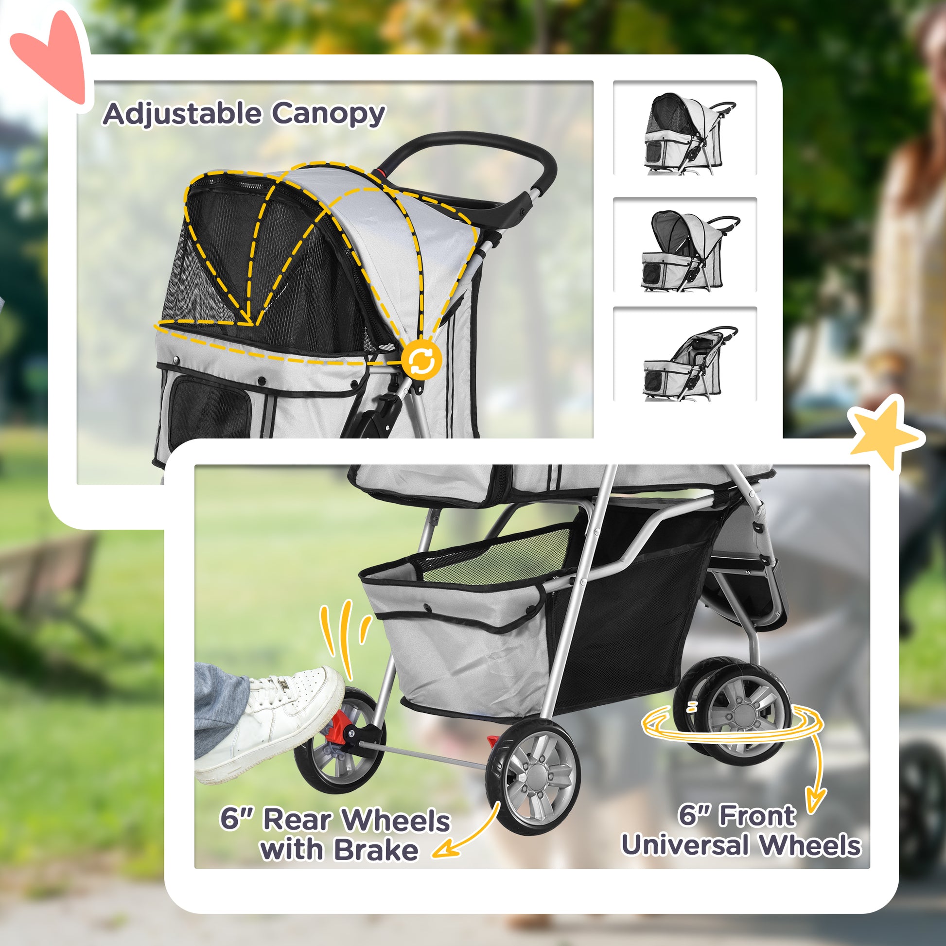 Dog Stroller Pet Travel Cat Pushchair Trolley Puppy Jogger Aosom UK
