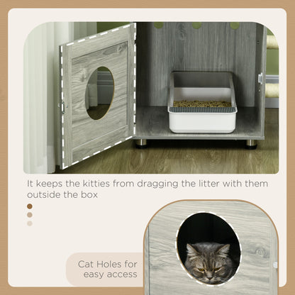 Enclosed Cat Litter Box With House Bed Scratching Posts Aosom UK