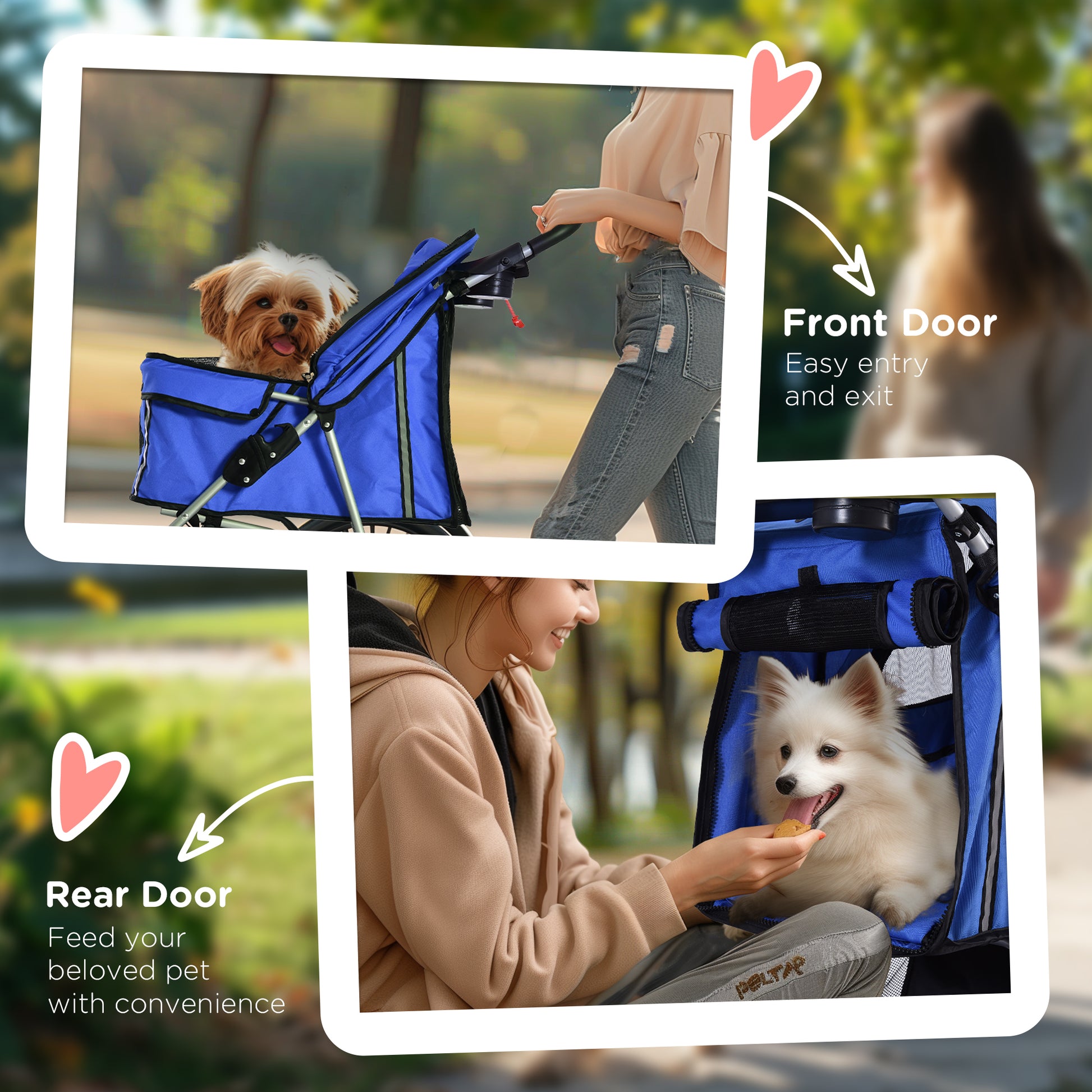 Dog Pushchair For Small Miniature Dogs Cats Foldable Travel Aosom UK