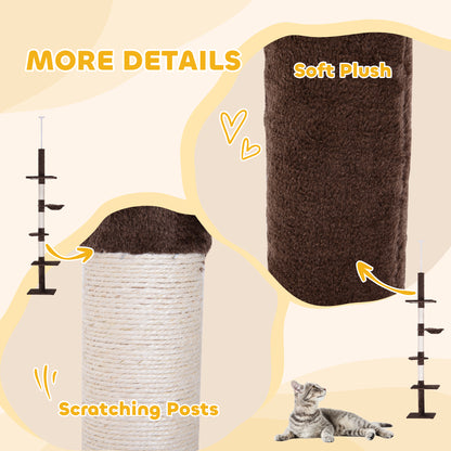 Cat Climbing Tree 5 Tier Floor To Ceiling Adjustable