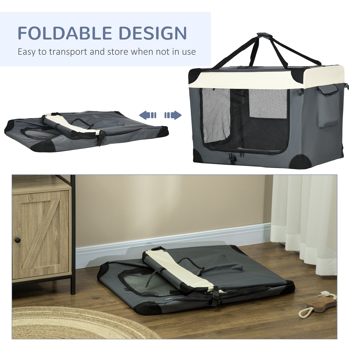 91Cm Foldable Pet Carrier With Cushion For Large Dogs Aosom UK