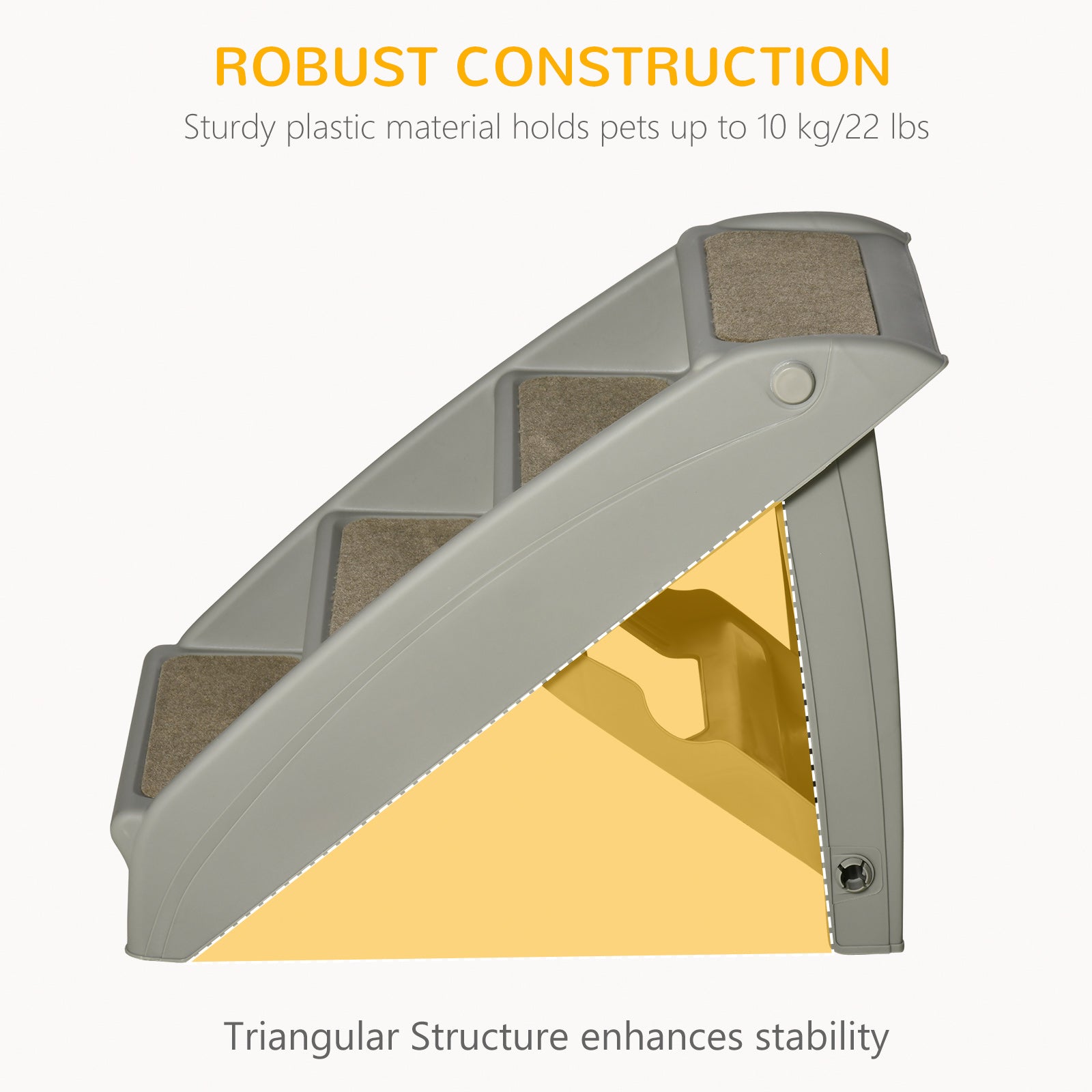 Foldable Pet Stairs, 4-Step for Cats Small Dogs with Non-slip Mats, Grey
