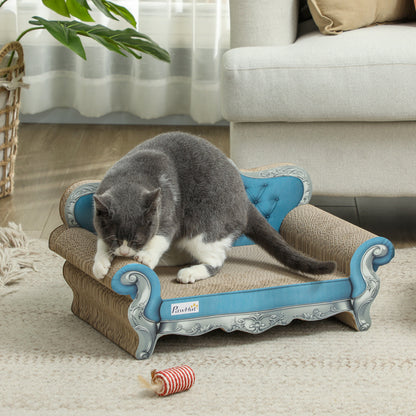 PawHut 2-in-1 Cat Scratcher with Catnip for Indoor Cats, Light Blue PawHut