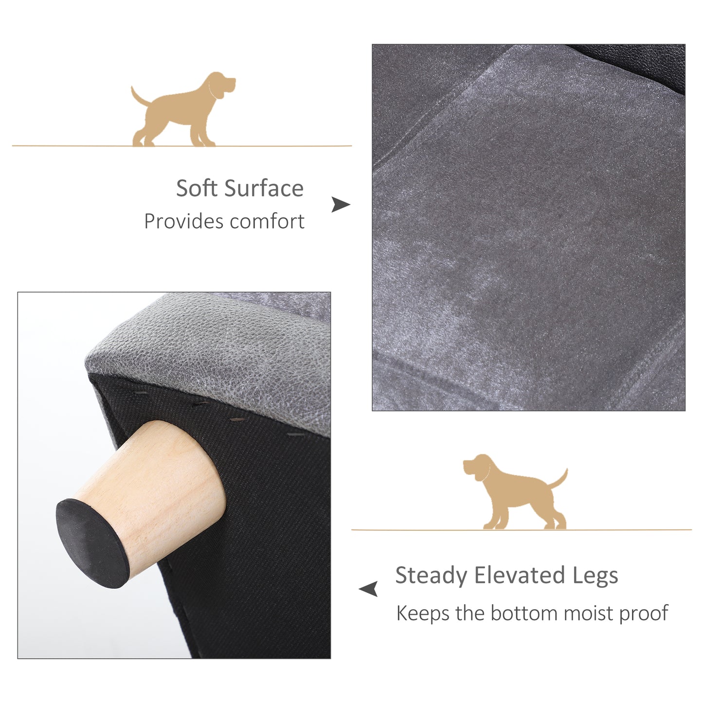 Dog Sofa Bed For Small Sized Dogs Elevated Pet Chair Aosom UK