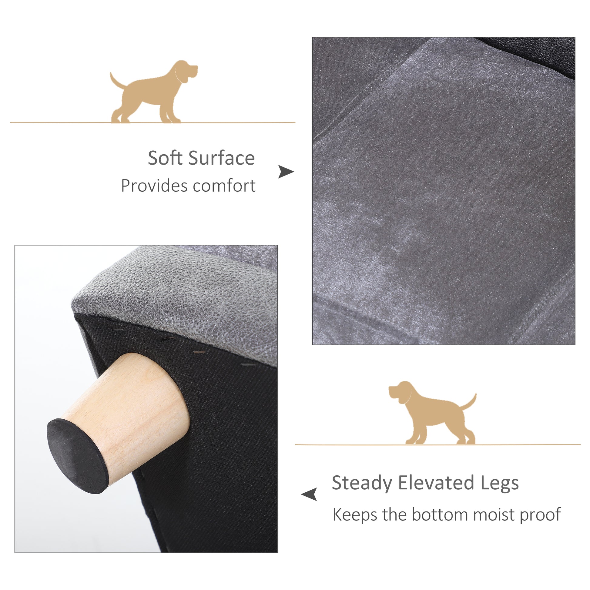 Dog Sofa Bed For Small Sized Dogs Elevated Pet Chair Aosom UK