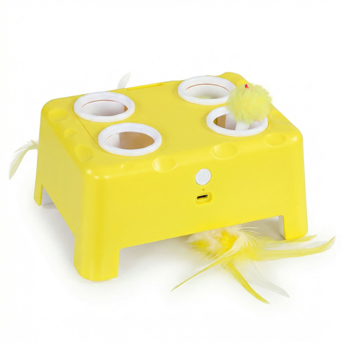 PawHut 3-in-1 Interactive Cat Toy with Popping Mouse, Spinning Feather & Automatic Play Interactive Cat Toy PawHut Default Title