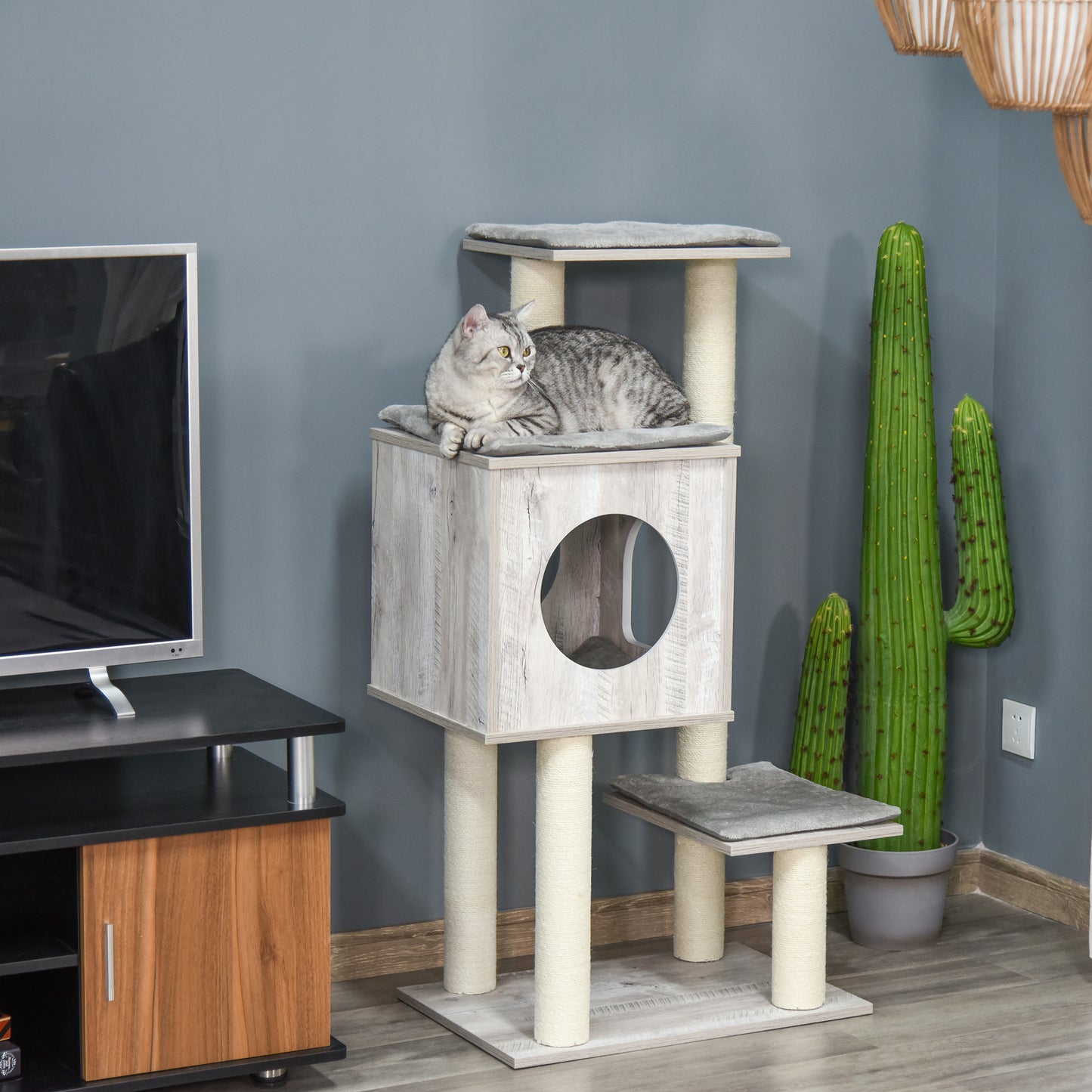 Multi Level Cat Tree Tower Activity Center Climbing Stand Aosom UK