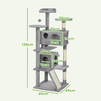 Cat Tree Multi Level Tower With Scratching Posts And Pad Aosom UK