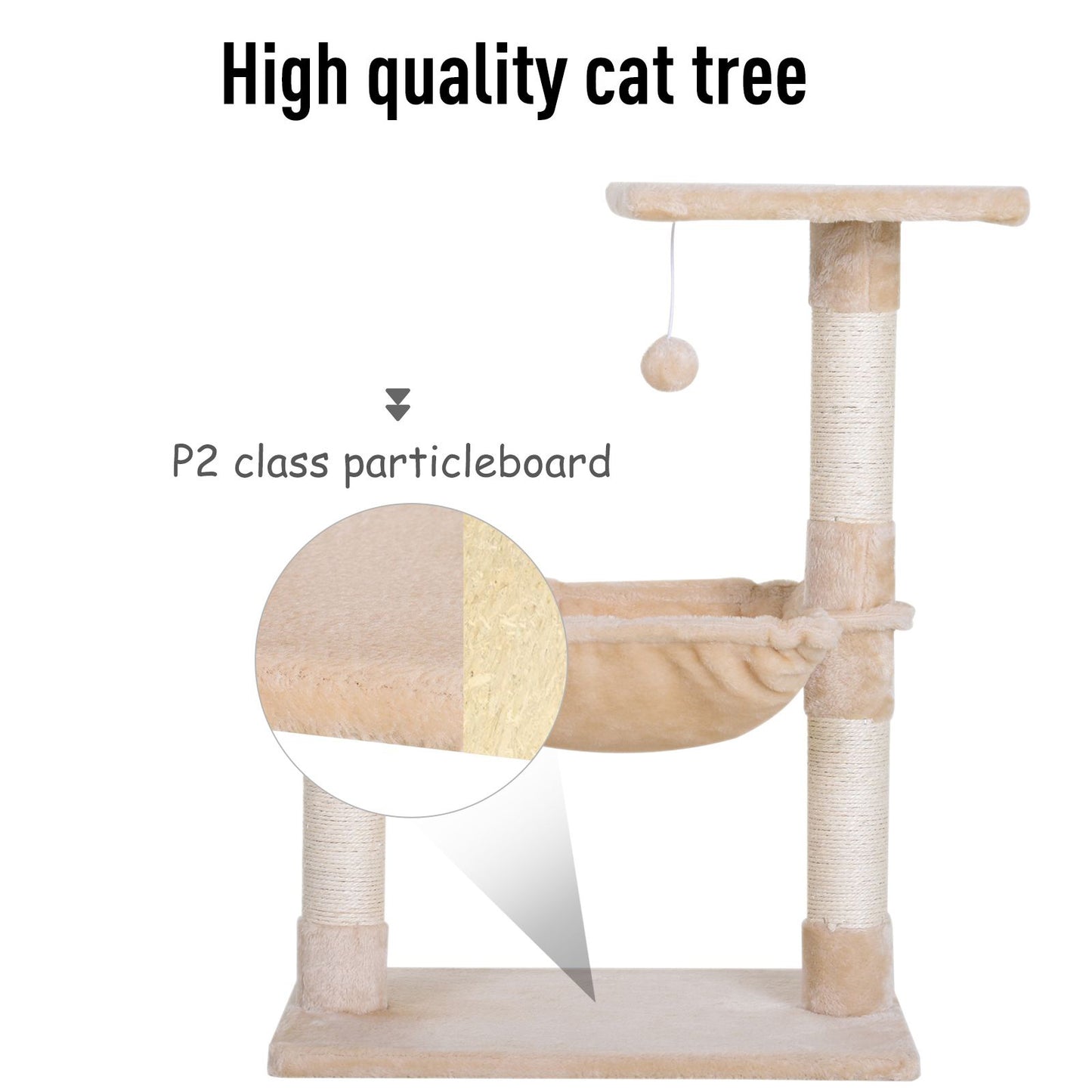 2 Tier Cat Tree With Hammock Bed Natural Sisal Scratching