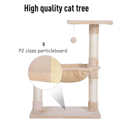 2 Tier Cat Tree With Hammock Bed Natural Sisal Scratching