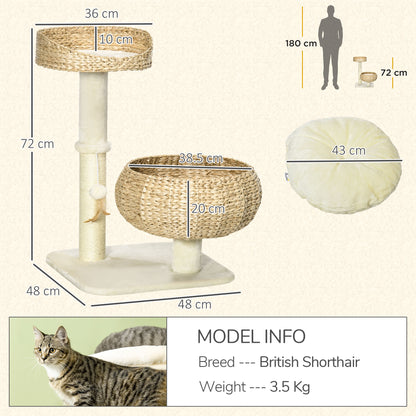 Cat Tree Kitten Tower With Sisal Scratching Post Two Beds