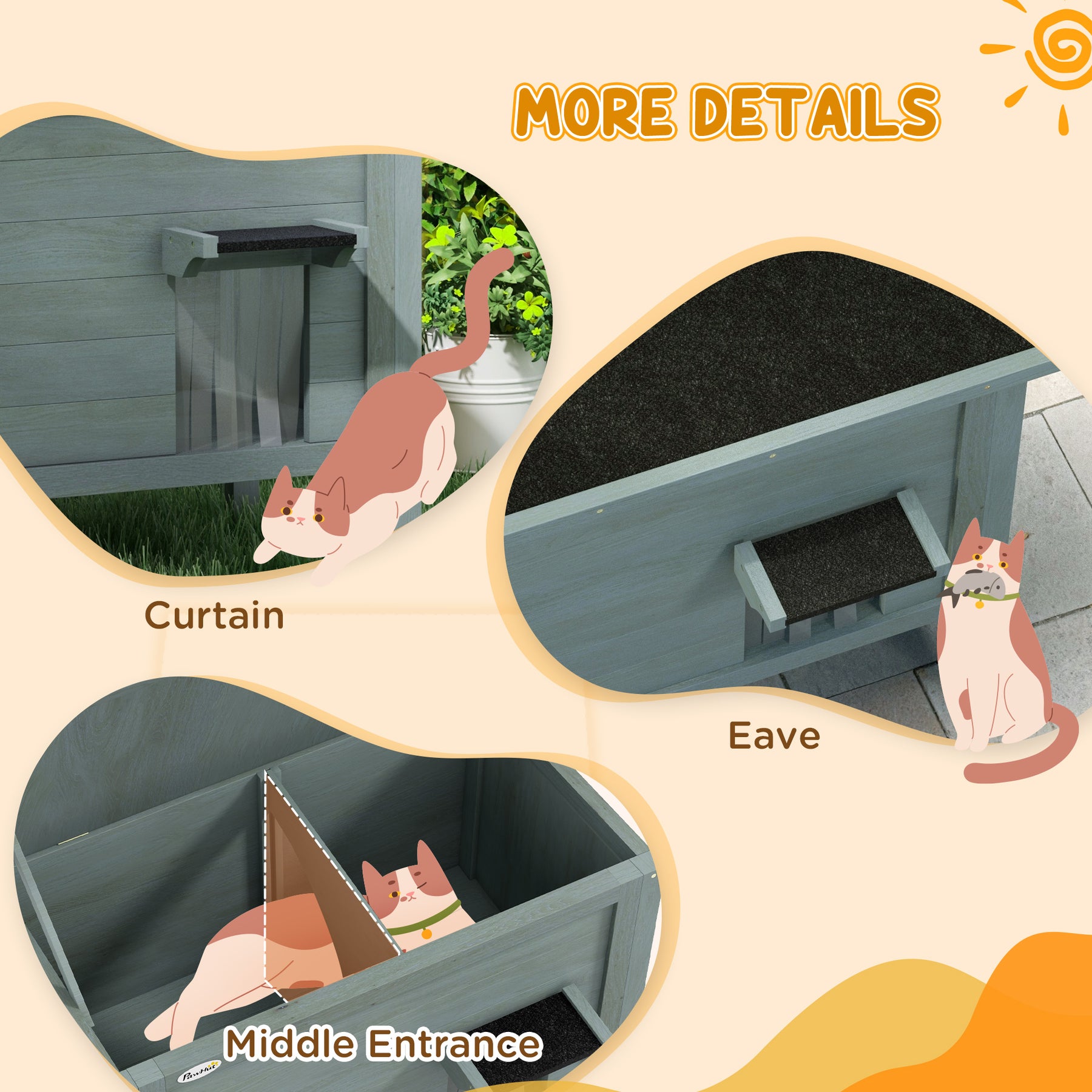 Outdoor Cat House, Wooden Insulated with Removable Floor, Waterproof & Openable Roof, Charcoal Grey