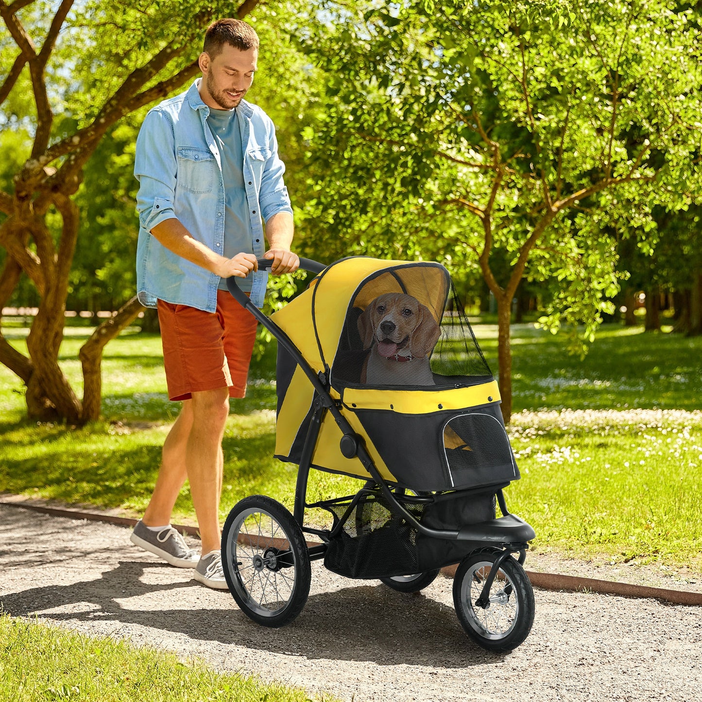 Pet Stroller Jogger For Medium Small Dogs Foldable Cat Pram Aosom UK