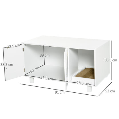 Wooden Cat Litter Box Enclosure House With Nightstand End Aosom UK