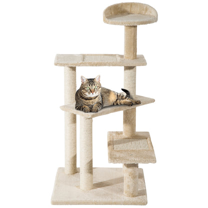 PawHut Beige Cat Tree with Sisal Scratching Posts & Multi-Level Climbing Tower Cat Tree PawHut Default Title