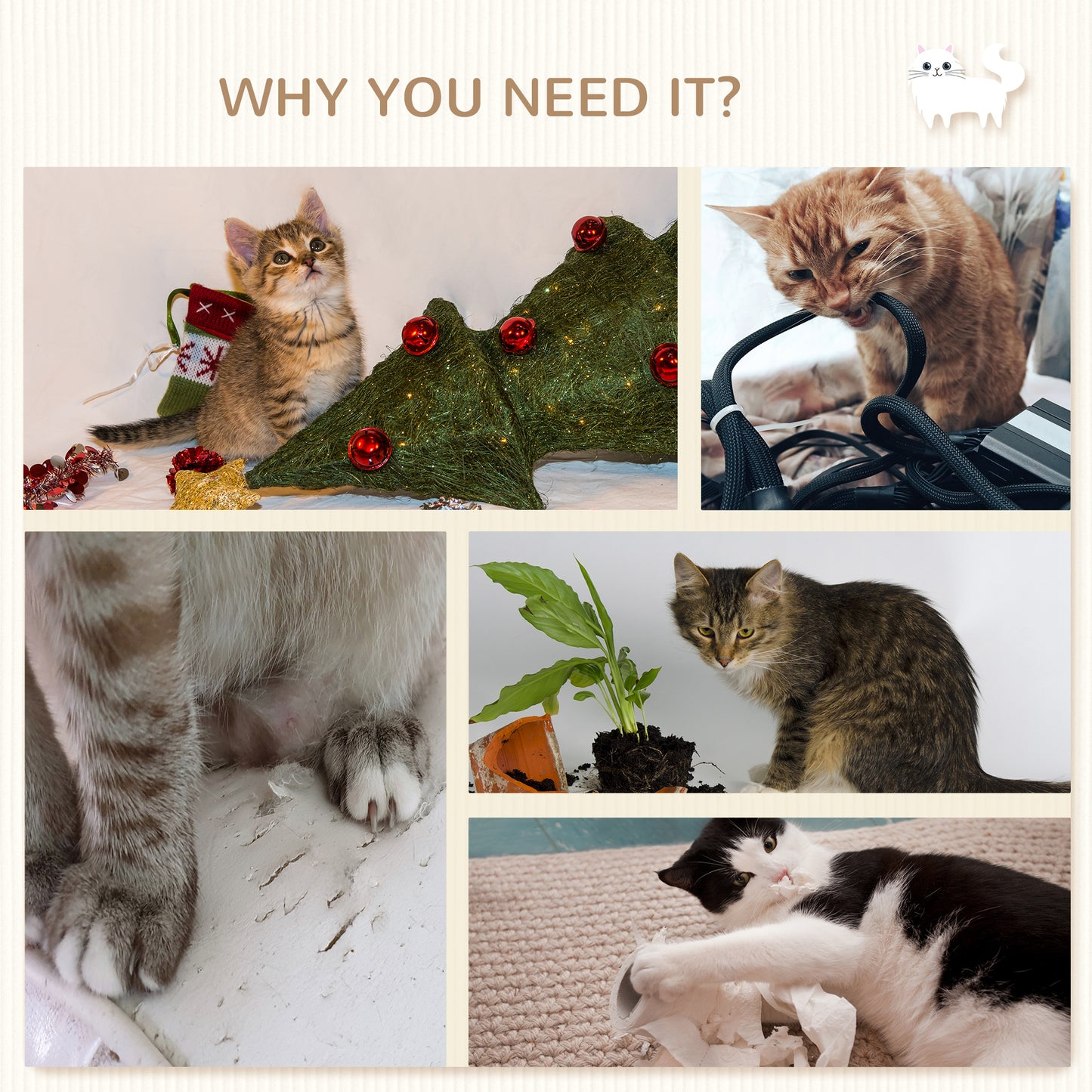 Wall Mounted Cat Shelf Set 4 Piece With Scratching Post Aosom UK