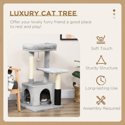 PawHut Cat Tree Tower 85cm with Sisal Scratching Post, House & Bed Cat Tree PawHut