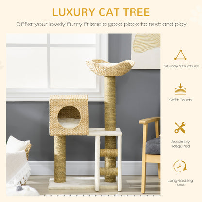 Natural Cat Tree with Scratching Posts, House & Bed Cat Tree PawHut